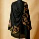 Black Kashmiri Woolen Shawl with Botanical Hand Embroidery